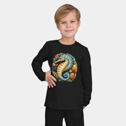 Детская пижама с лонгсливом хлопок Морской конек среди ракушек - фото 2
