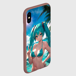 Чехол для iPhone XS Max матовый Хацуне Мику на пляже - фото 2