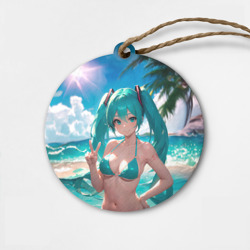 Деревянная игрушка круг Хацуне Мику на пляже