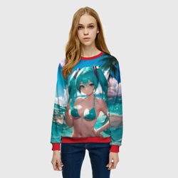 Женский свитшот 3D Хацуне Мику на пляже - фото 2