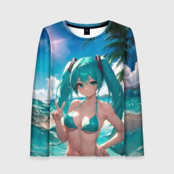 Женский лонгслив 3D Хацуне Мику на пляже