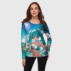 Женский лонгслив 3D Хацуне Мику на пляже - фото 2