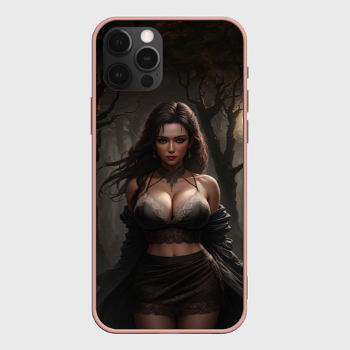 Чехол для iPhone 12 Pro Max с принтом Девушка  в ночном лесу, вид спереди #2
