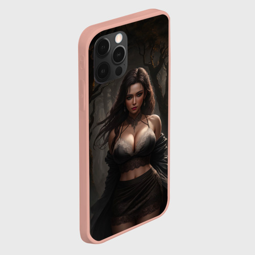 Чехол для iPhone 12 Pro Max с принтом Девушка  в ночном лесу, вид сбоку #3