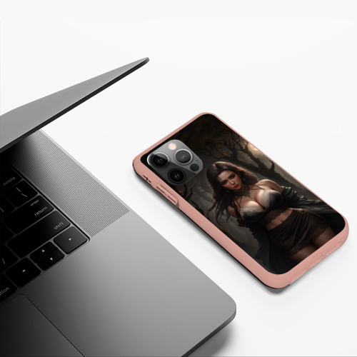 Чехол для iPhone 12 Pro Max с принтом Девушка  в ночном лесу, фото #5