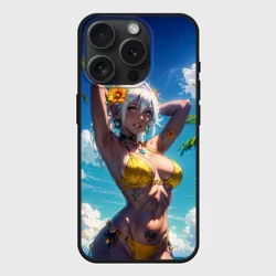 Чехол силиконовый для Apple iPhone 15 Pro Мax матовый Девушка в желтом купальнике