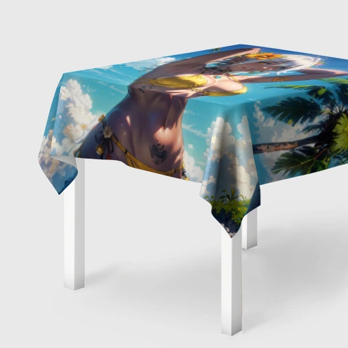 Скатерть 3D Девушка в желтом купальнике