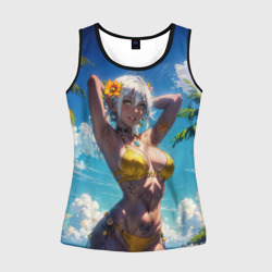 Женская майка 3D Девушка в желтом купальнике