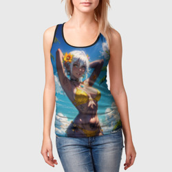 Женская майка 3D Девушка в желтом купальнике - фото 2