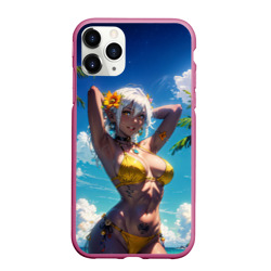 Чехол для iPhone 11 Pro Max матовый Девушка в желтом купальнике
