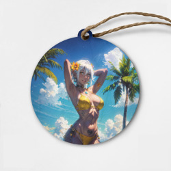 Деревянная игрушка круг Девушка в желтом купальнике