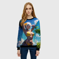 Женский свитшот 3D Девушка в желтом купальнике - фото 2