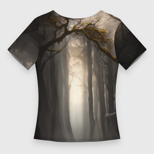 Женская футболка 3D Slim Девушка в лесу на фоне луны, цвет 3D печать - фото 2