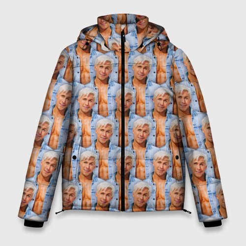 Мужская зимняя куртка 3D Паттерн - Райан Гослинг, цвет красный