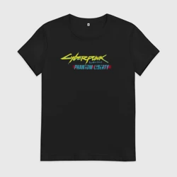 Женская футболка хлопок Cyberpunk 2077 phantom liberty logo v1