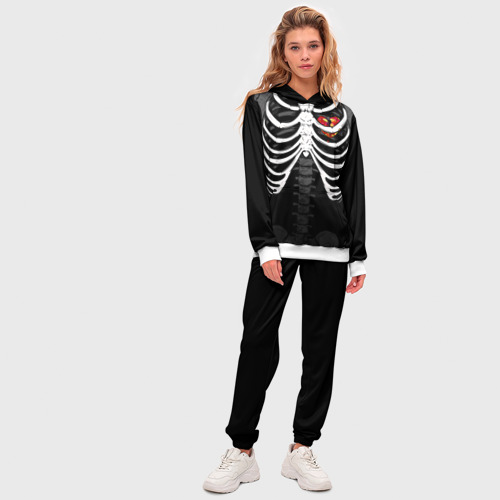 Женский костюм с толстовкой 3D Скелет: ребра с разбитым сердцем, цвет белый - фото 5