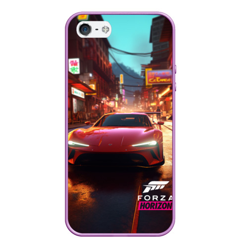 Чехол для iPhone 5/5S матовый Forza Horizon Tokio, цвет сиреневый