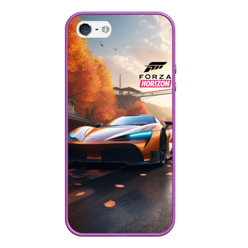 Чехол для iPhone 5/5S матовый Forza Horison осенний пейзаж, цвет фиолетовый