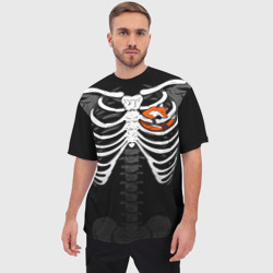 Мужская футболка oversize 3D Скелет: ребра с лисой - фото 2