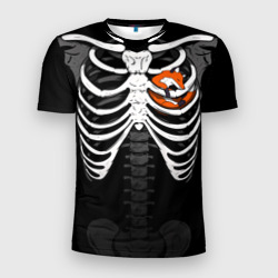 Мужская футболка 3D Slim Скелет: ребра с лисой