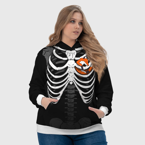 Женская толстовка 3D с принтом Скелет: ребра с лисой, фото #4