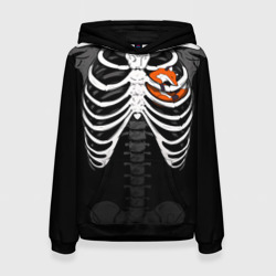 Женская толстовка 3D Скелет: ребра с лисой