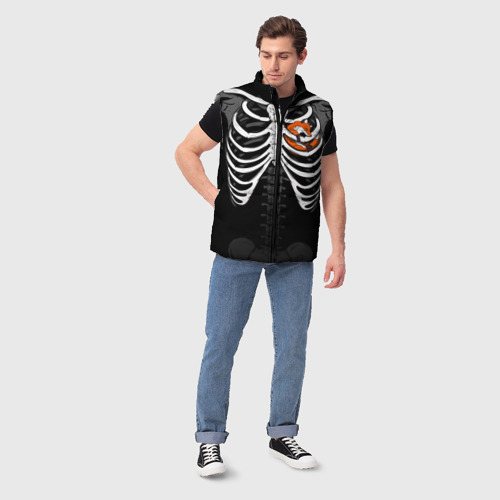 Мужской жилет утепленный 3D с принтом Скелет: ребра с лисой, вид сбоку #3
