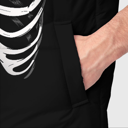Мужской жилет утепленный 3D с принтом Скелет: ребра с лисой, фото #4