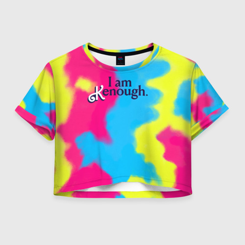 Женская футболка Crop-top 3D I Am Kenough Tie-Dye, цвет 3D печать