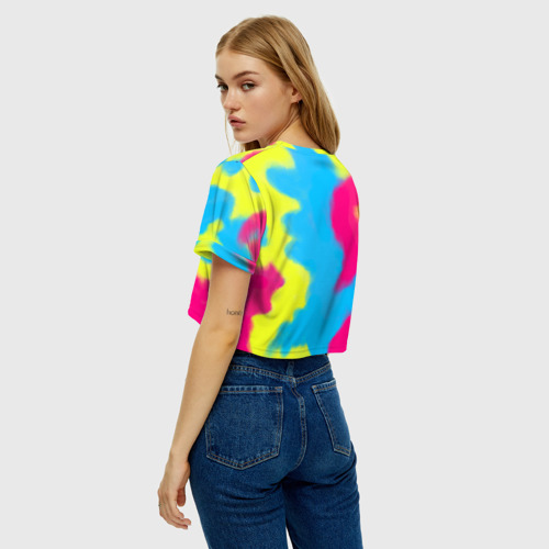 Женская футболка Crop-top 3D I Am Kenough Tie-Dye, цвет 3D печать - фото 5