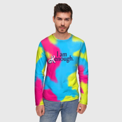 Лонгслив с принтом I Am Kenough Tie-Dye для мужчины, вид на модели спереди №2. Цвет основы: белый