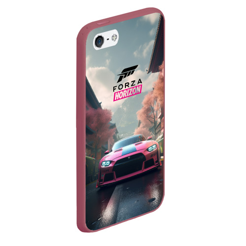 Чехол для iPhone 5/5S матовый Forza horizon game, цвет малиновый - фото 3