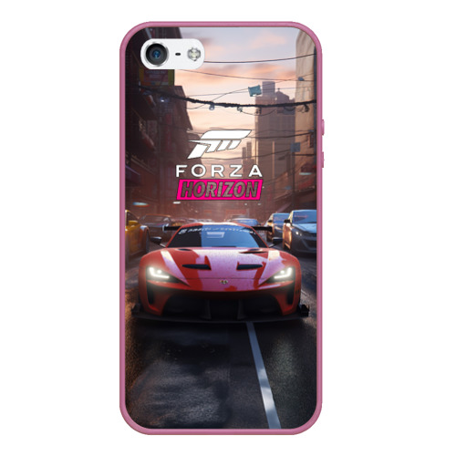 Чехол для iPhone 5/5S матовый Forza Horizon street  racing, цвет розовый