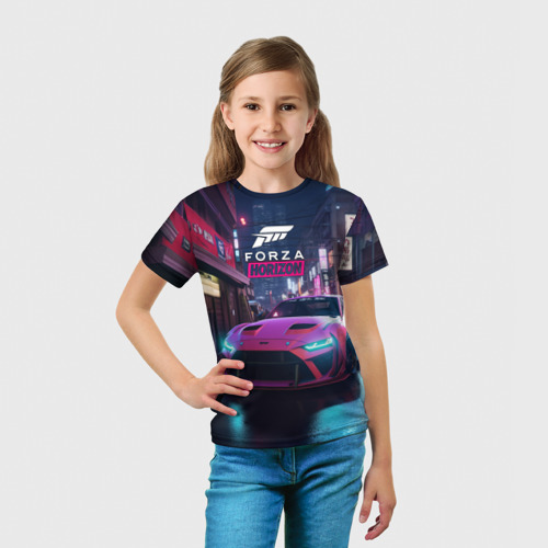 Детская футболка 3D Forza night racing, цвет 3D печать - фото 5
