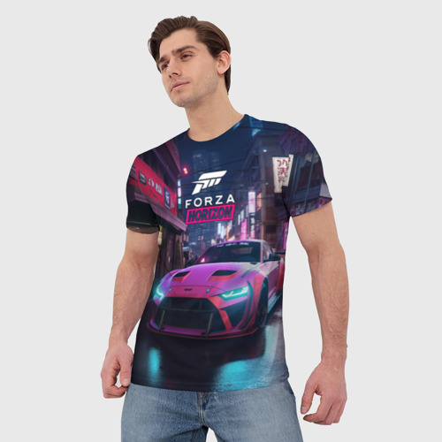 Мужская футболка 3D Forza night racing, цвет 3D печать - фото 3