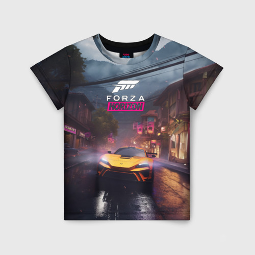 Детская футболка 3D с принтом Forza horizon racing, вид спереди #2