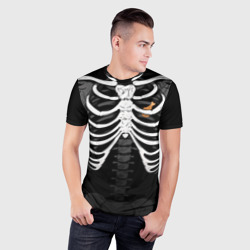 Мужская футболка 3D Slim Скелет: ребра и куриная ножка - фото 2