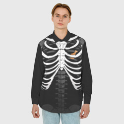 Мужская рубашка oversize 3D Скелет: ребра и куриная ножка - фото 2