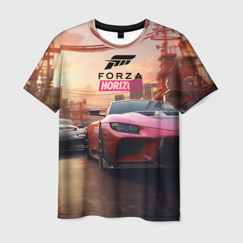 Мужская футболка с принтом Forza street  racihg, вид спереди №1