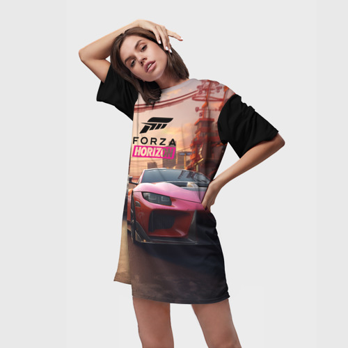 Платье-футболка 3D Forza street  racihg, цвет 3D печать - фото 3