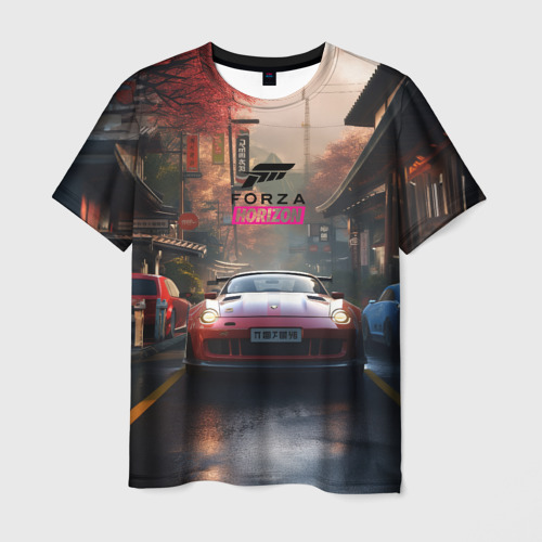 Мужская футболка с принтом Forza Horizon  racing game, вид спереди №1