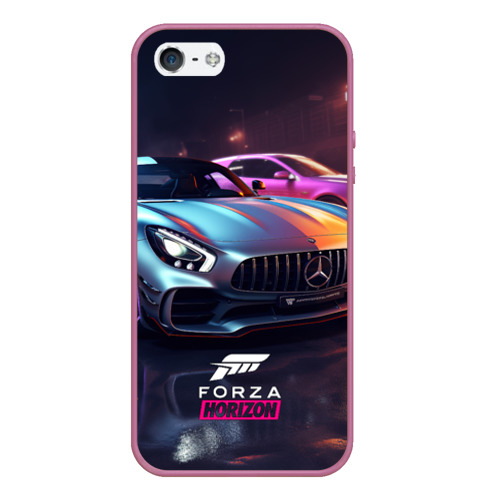 Чехол для iPhone 5/5S матовый Forza Horizon Street racing, цвет розовый