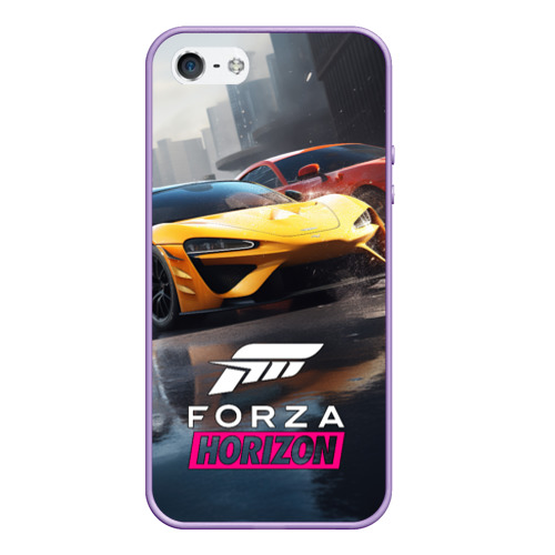 Чехол для iPhone 5/5S матовый Forza   Horizon, цвет светло-сиреневый