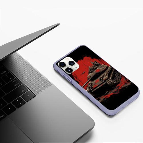 Чехол для iPhone 11 Pro матовый с принтом Танк т54 красный фон, фото #5