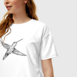 Женская футболка хлопок Oversize Колибри летит - фото 2
