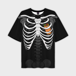 Мужская футболка oversize 3D Скелет: ребра с шаурмой