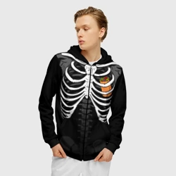 Мужская толстовка 3D на молнии Скелет: ребра с шаурмой - фото 2