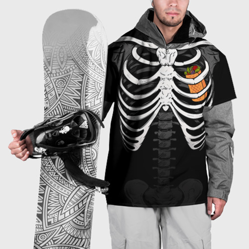 Накидка на куртку 3D Скелет: ребра с шаурмой, цвет 3D печать