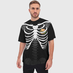 Мужская футболка oversize 3D Скелет: ребра и бургер - фото 2