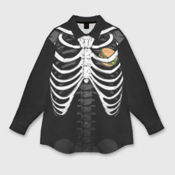 Мужская рубашка oversize 3D Скелет: ребра и бургер